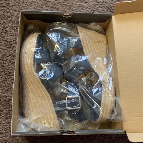 Ana Jensen Navy wedge sandals H05 - Picture 4 of 8